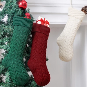 Classic 46cm knitted Christmas stockings in red green and white for festive holiday decor