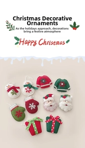 Set of 10 Christmas felt ornaments including snowman and Santa for tree decoration