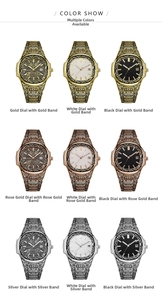 Matrix of nine vintage engraved men's watches in gold, rose gold and silver finishes