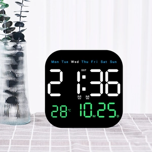 LED Digital Wall Clock With Temperature Date Display Electronic Alarm Clock Desktop Hanging Dual Use Minimalist Home Decor