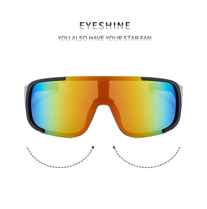 Front view of matte black cycling glasses with aerodynamic curved fit and gradient mirror lens