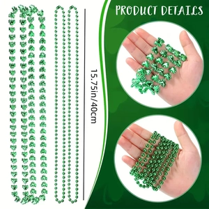 Green St. Patrick's Day shamrock and round bead necklaces for festive celebrations