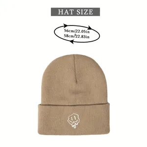Size chart for embroidered beanie showing head circumference measurement 56-58cm