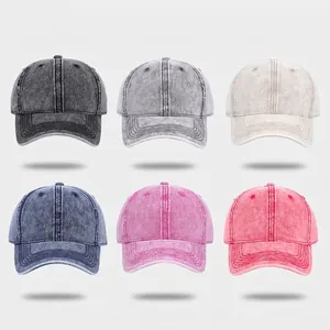 Washed Denim Baseball Cap Vintage Distressed Cotton Sun Protection Adjustable Strapback Hat Men Women Unisex Casual Style