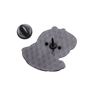 High-quality alloy bear milk tea brooch with premium textured metal back and rubber pin clutch