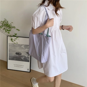 Bolso tote de lona violeta claro minimalista para mujer como bolso de hombro informal