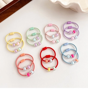 Set di elastici per capelli colorati per bambini con perle trasparenti e micro sfere colorate