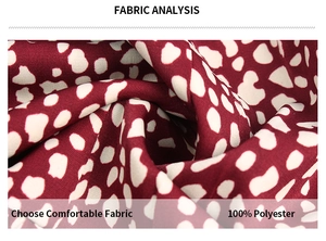 Close-up of 100% polyester fabric with a red leopard print pattern for women's dress
