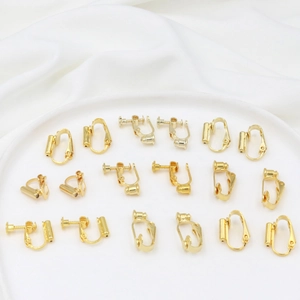 Assorted 18K gold plated earring converters in screw and U-shape styles for DIY jewelry