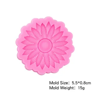 Pink silicone sunflower mold for fondant and clay, size 5.5x0.8cm, weighing 15g