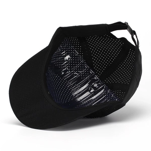 Breathable black mesh quick-dry baseball cap for outdoor sports with adjustable buckle