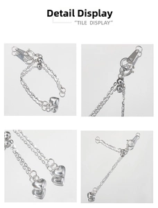 Detailed view of S925 sterling silver heart extension chain with lobster clasp and adjustable bead