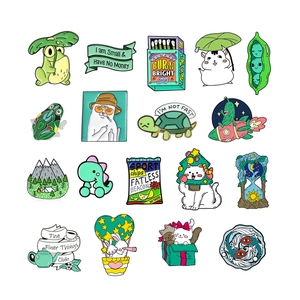 Cute Cartoon Animal Enamel Pin Alloy Brooch Funny Dinosaur Cat Frog Turtle Badge Jewelry For Backpack Jacket Hat Accessory