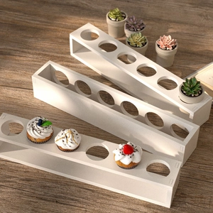 Three-piece white resin shot glass rack silicone molds for DIY dessert display stands