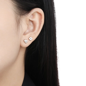 S925 sterling silver four-leaf clover and heart stud earrings with sparkling cubic zirconia