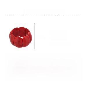 Detail view of red marbled acrylic cuff bracelet with sizing 21cm by 4.3cm
