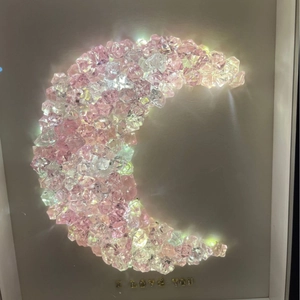 Crescent moon crystal night light with glowing I LOVE YOU letters for home decor