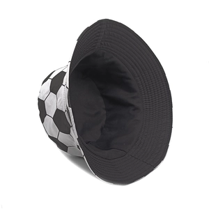 Cappello a secchiello reversibile con motivo calcio e fodera nera per sport e sole all'aperto