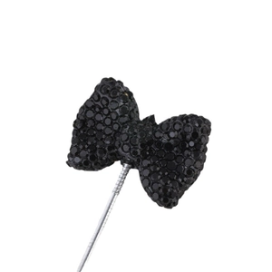 Black bow bead accessory encrusted with sparkling rhinestones for DIY jewelry making