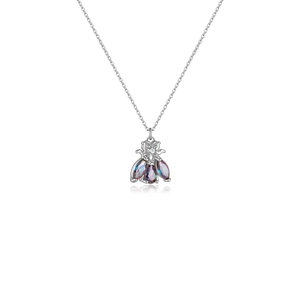 Elegant S925 sterling silver necklace featuring a colorful zircon honeybee pendant for women