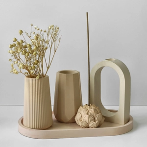Silicone Vase Mold For DIY Resin Gypsum Cement Casting Flower Arrangement Vessel Desktop Ornament Geometric Modern Crafting Tool