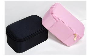 Details zu wasserdichten Kosmetiktaschen aus Oxford-Stoff in Pink und Schwarz mit Reißverschluss