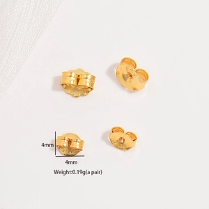 Fermoirs boucles d'oreilles papillon en argent S925 doré avec dimensions de 4mm