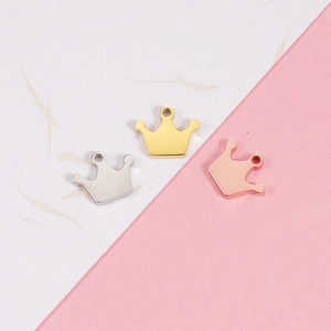 Crown Charm 304 Stainless Steel Mirror Polished For DIY Necklace Bracelet Making Small Pendant Accessory
