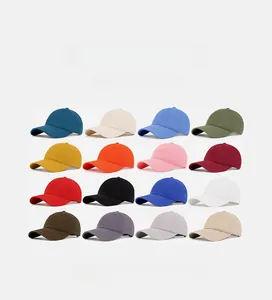 Grid view of soft-top cotton baseball caps in 16 colors for outdoor sun protection