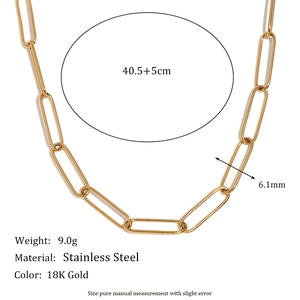 Collier à maillons trombone en acier inoxydable plaqué or 18 carats avec dimensions