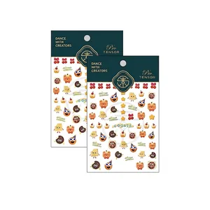 3D embossed Christmas nail stickers with cute cookie party and cartoon bear designs