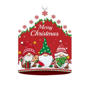 Christmas chair cover featuring three festive gnomes and Merry Christmas text decor