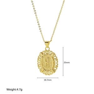 18k gold plated oval letter H pendant necklace with vintage floral hollow edge design