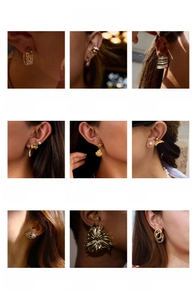 Collection détaillée de boucles d'oreilles dorées en acier avec motifs étoile de mer