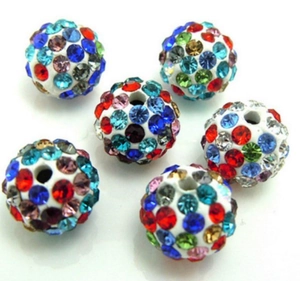 Cuentas Shamballa de 10mm con diamantes de imitación coloridos para joyería DIY