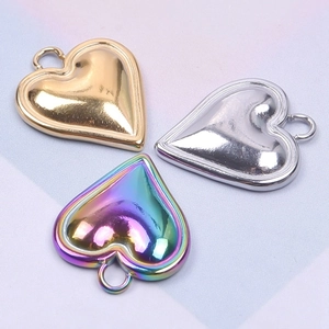 Poliertes Edelstahl Herzanhänger in Gold, Silber und Regenbogenfarben für DIY-Schmuck