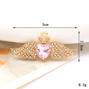 Pink heart crystal angel wings crown accessory with dimensions 5x2.3cm and 8.3g weight
