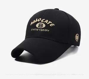 Detail shot of black pineapple cloth baseball cap showing high-quality letter embroidery