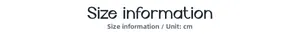 Detailed clothing size information chart with measurements provided in centimeters (cm)