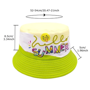 Chapeau bob enfant multicolore avec imprimé Hello Summer et large bord pare-soleil