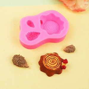 Silicone mold for hedgehog and tree stump fondant decorations for DIY baking cakes