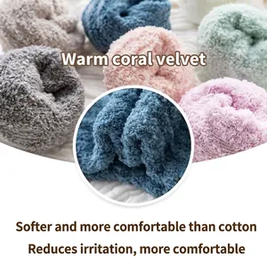 Soft coral fleece thermal socks for women available in multiple solid colors for winter