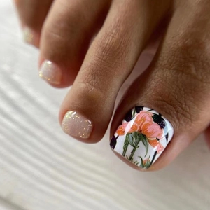 Künstliche Zehennägel Zum Aufkleben Blumenmuster Glitzer Schimmer Sommer Guofeng Stil Für Frauen Fußdekor