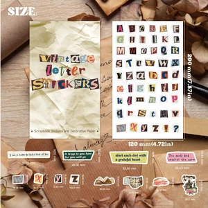 Vintage scrapbooking sticker set with retro alphabet and quotes for DIY crafts decoration