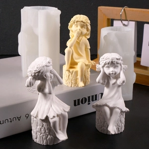 Three-piece set of little girl silicone molds for DIY candles and plaster art decor