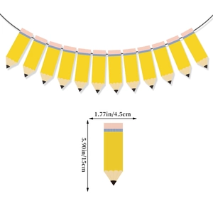 Pencil-shaped banner for back to school decoration with pink eraser design
