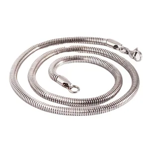 Polished silver stainless steel snake bone chain necklace with durable lobster clasp