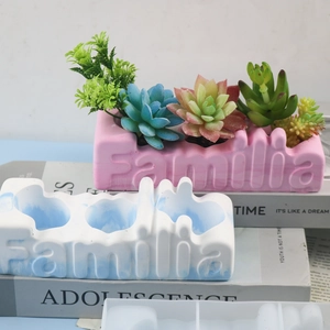 Silicone mold for Familia embossed plaster flower pot and DIY resin succulent planter