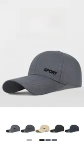 Detail of SPORT embroidery on breathable baseball cap with various color options