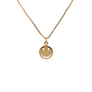 Elegante vergoldete Halskette mit Zirkon-Mikropave-Smiley-Anhänger und feiner Kette